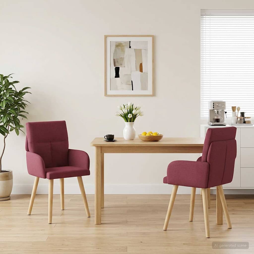 vidaXL Krzesła jadalne 2 pcs tkanina Czerwone wino 60 x 56 x 96 cm