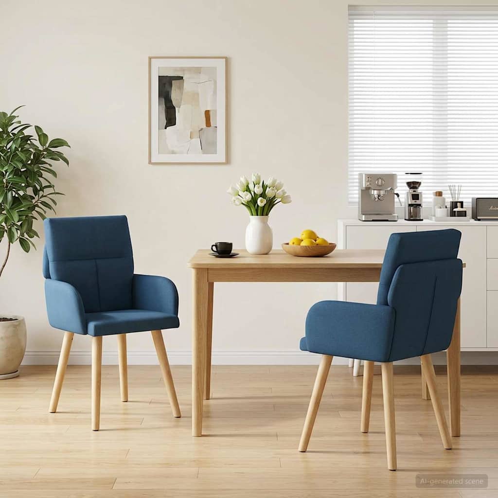 vidaXL Krzesła jadalne 2 pcs tkanina niebieski 60 x 56 x 96 cm