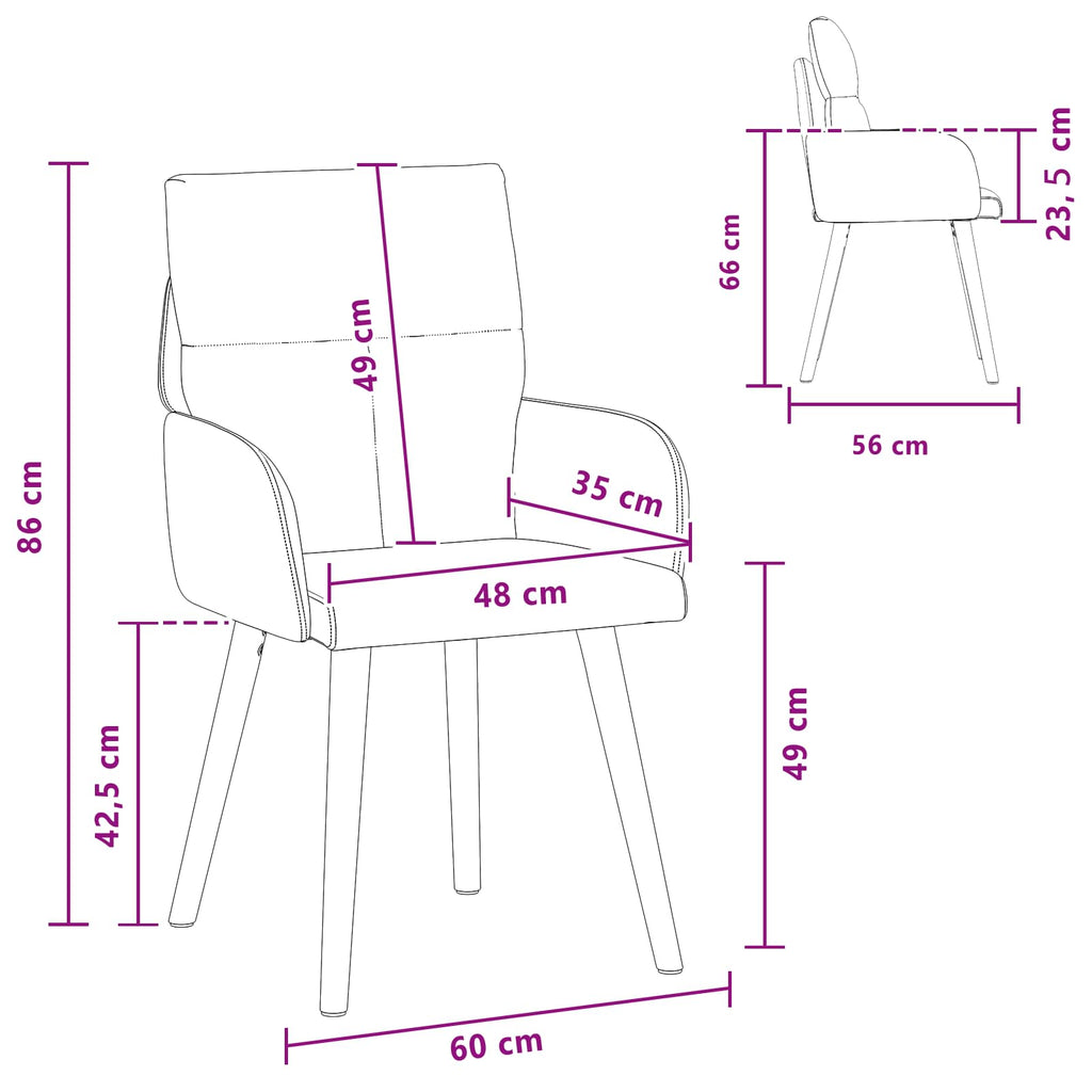 vidaXL Krzesła jadalne 2 pcs tkanina niebieski 60 x 56 x 96 cm