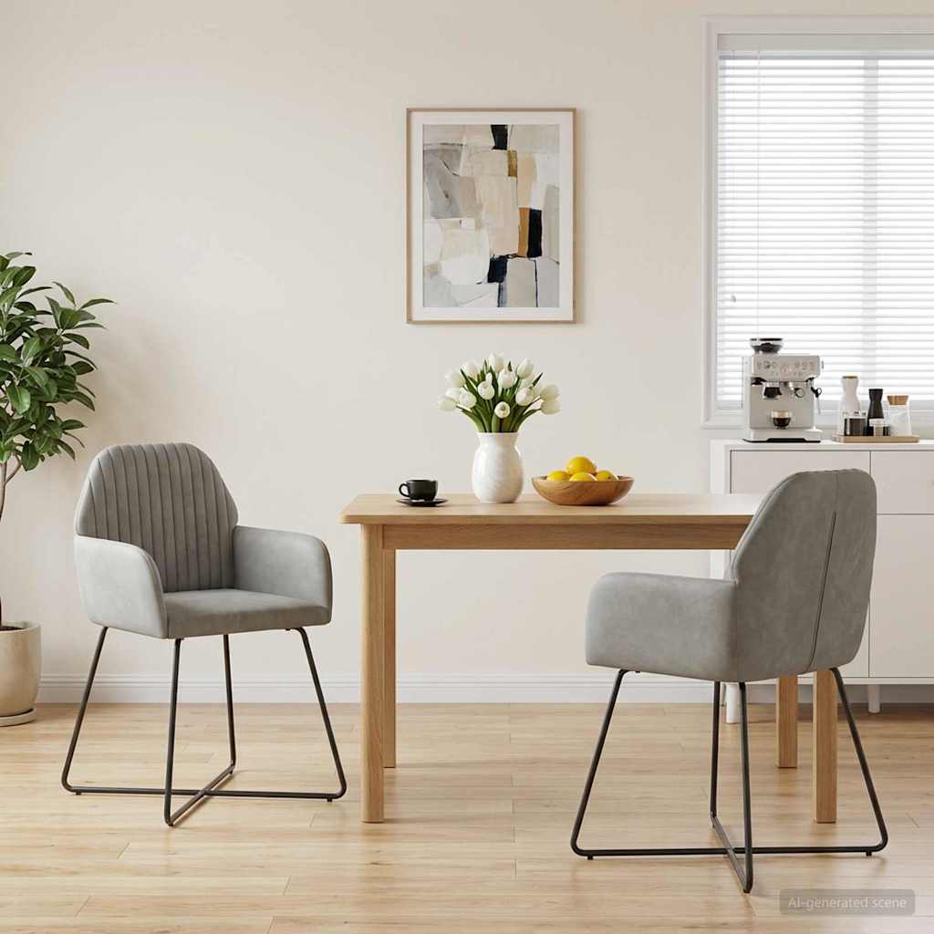vidaXL Krzesła jadalne 2 pcs Welur jasnoszary 55 x 50 x 84 cm