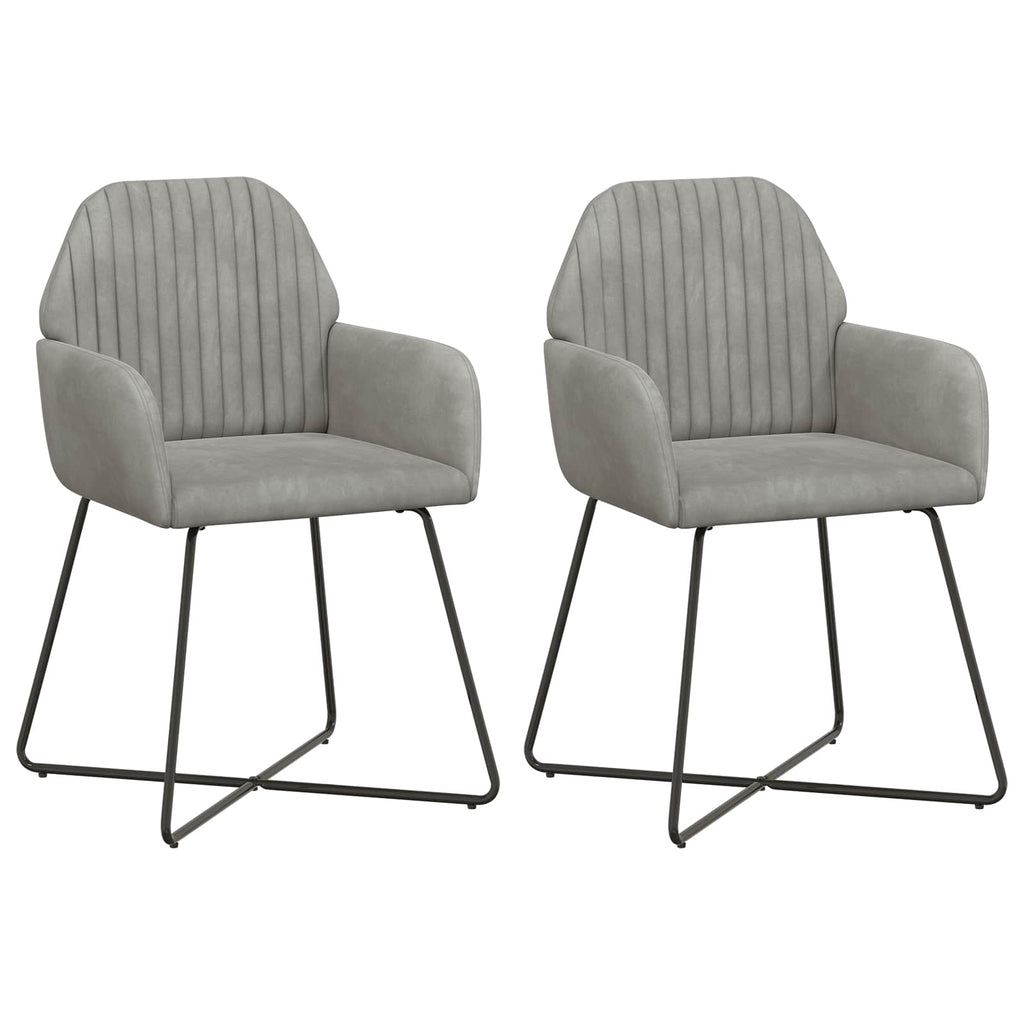 vidaXL Krzesła jadalne 2 pcs Welur jasnoszary 55 x 50 x 84 cm