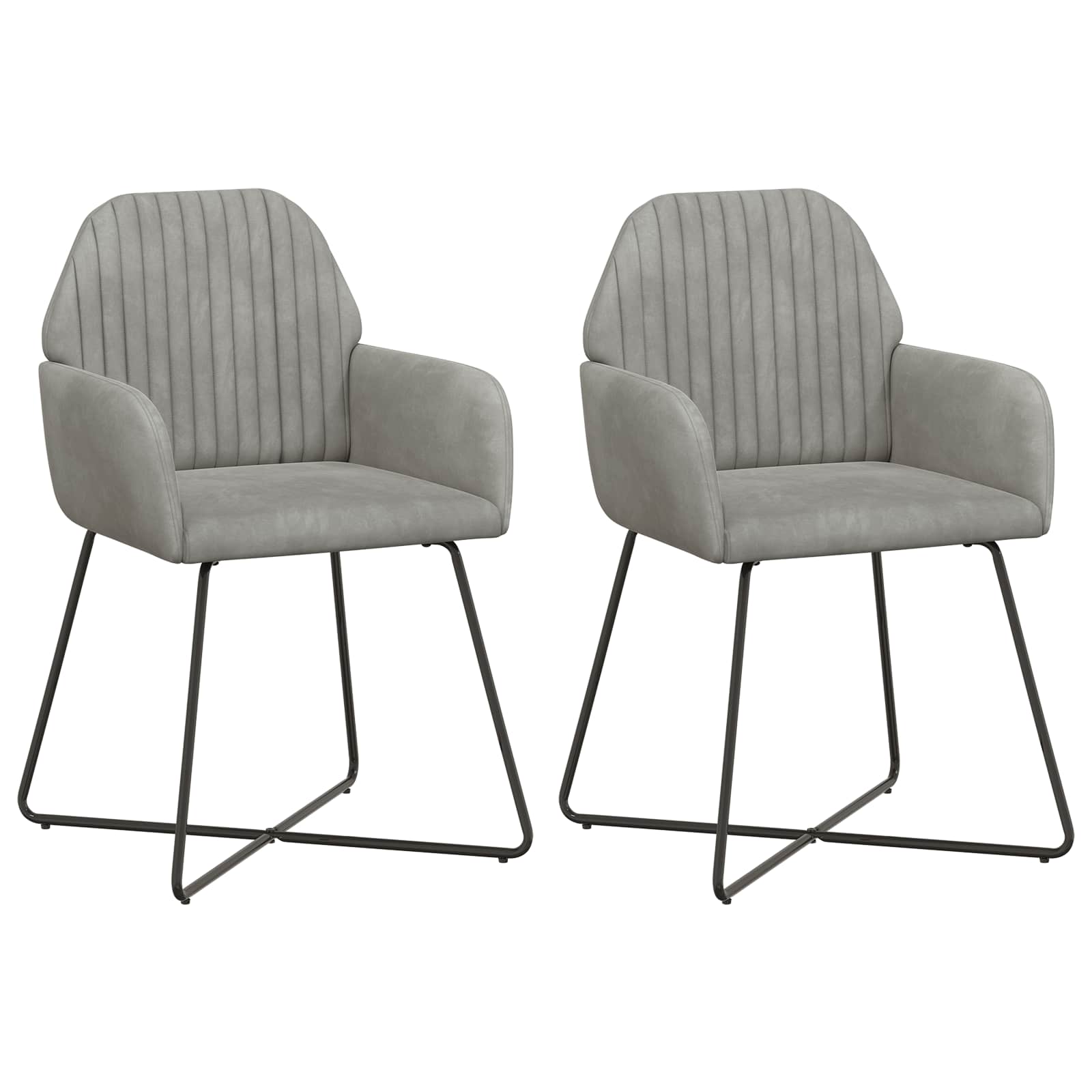 vidaXL Krzesła jadalne 2 pcs Welur jasnoszary 55 x 50 x 84 cm
