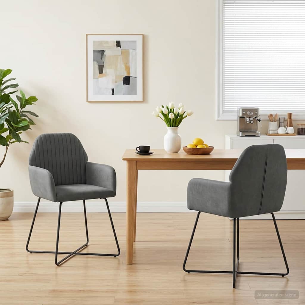vidaXL Krzesła jadalne 2 pcs Welur ciemnoszary 55 x 50 x 84 cm