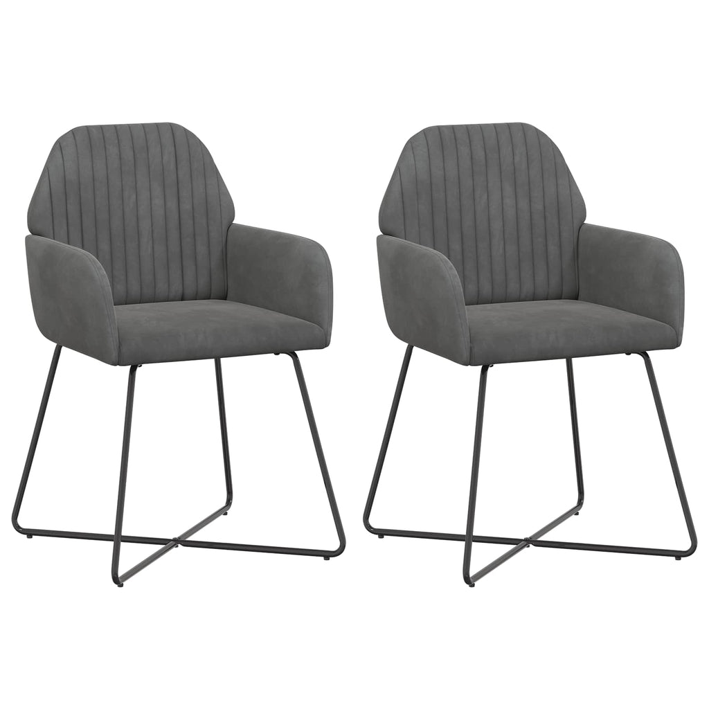 vidaXL Krzesła jadalne 2 pcs Welur ciemnoszary 55 x 50 x 84 cm