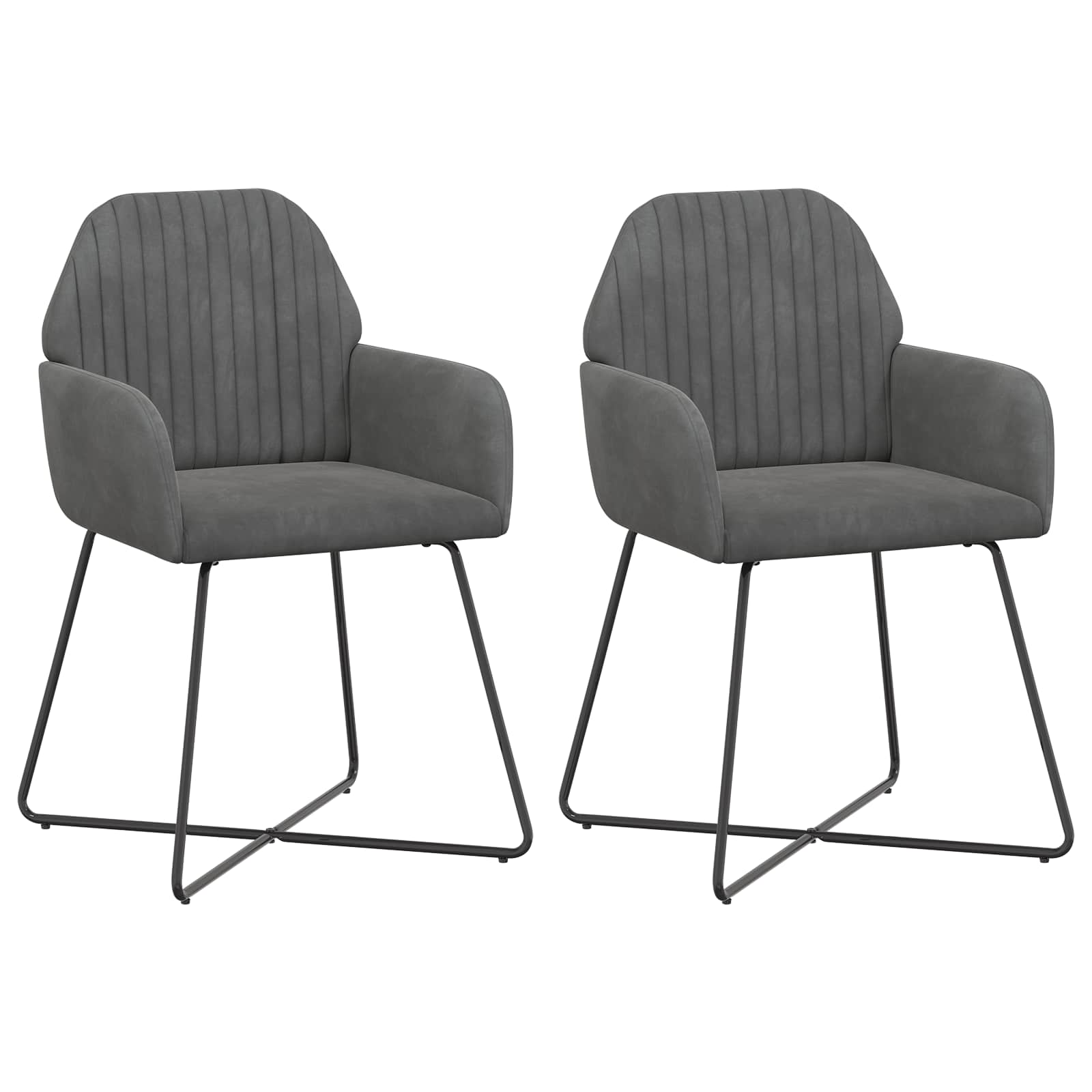 vidaXL Krzesła jadalne 2 pcs Welur ciemnoszary 55 x 50 x 84 cm