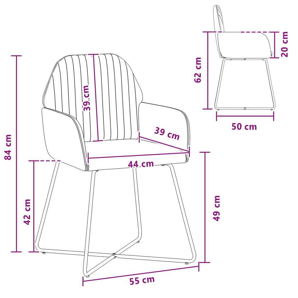 vidaXL Krzesła jadalne 2 pcs Welur ciemnoszary 55 x 50 x 84 cm