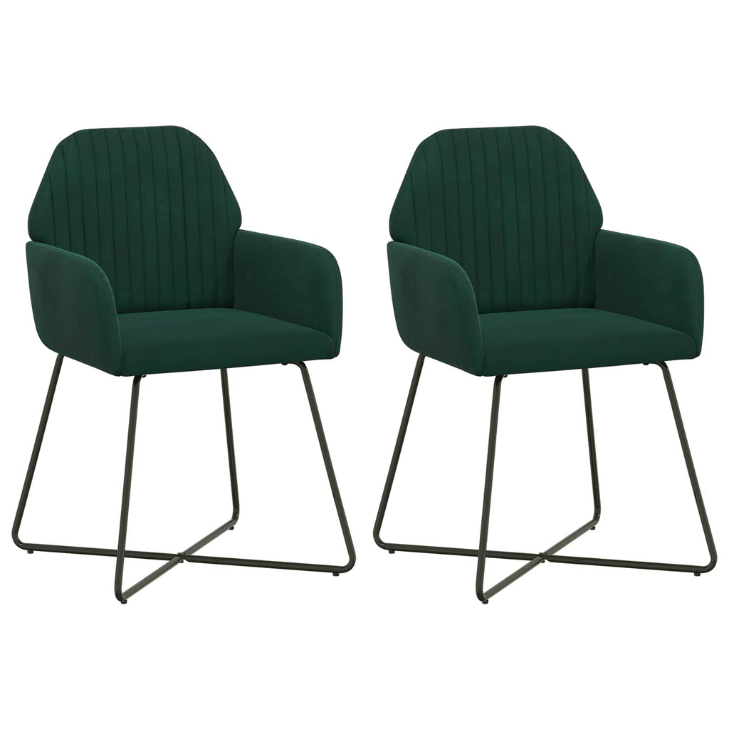 vidaXL Krzesła jadalne 2 pcs Welur Ciemnozielony 55 x 50 x 84 cm