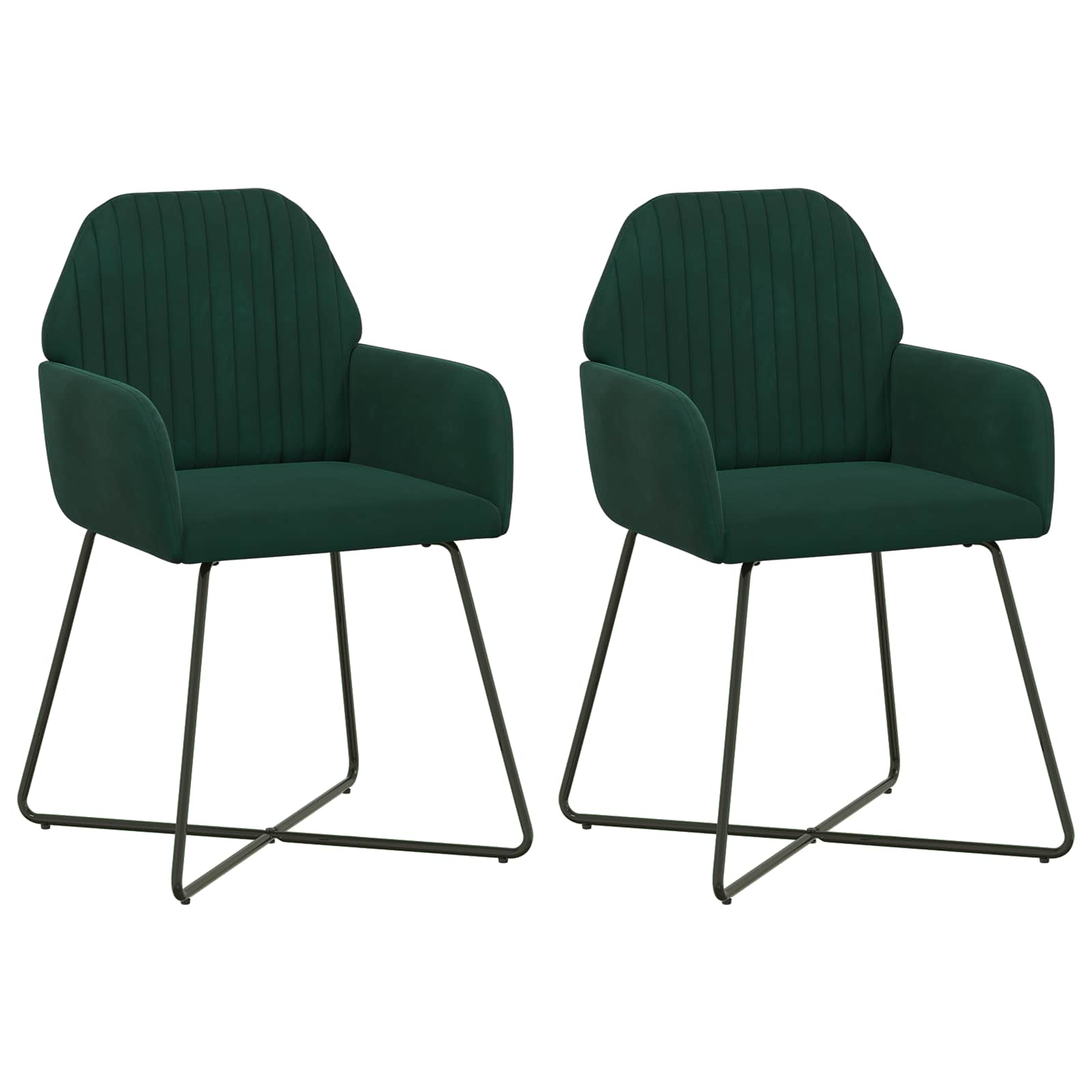 vidaXL Krzesła jadalne 2 pcs Welur Ciemnozielony 55 x 50 x 84 cm