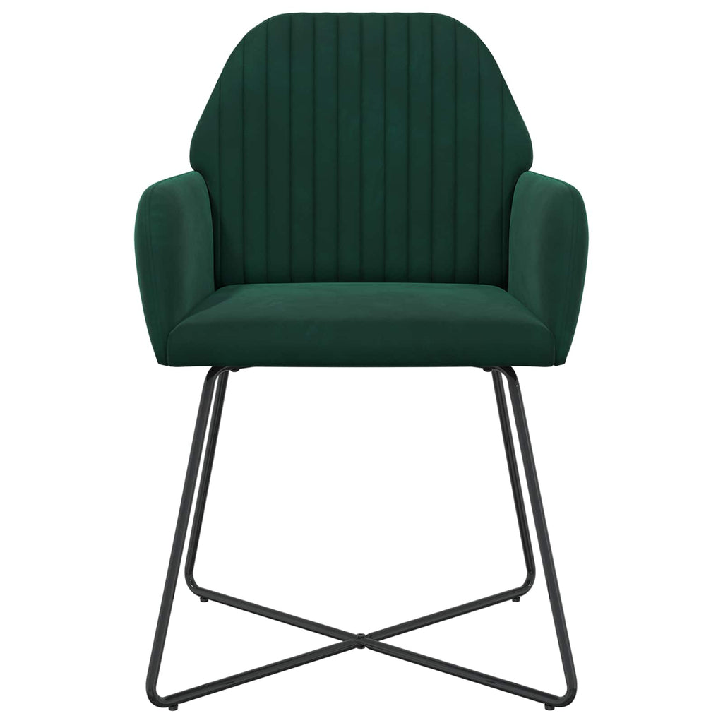 vidaXL Krzesła jadalne 2 pcs Welur Ciemnozielony 55 x 50 x 84 cm