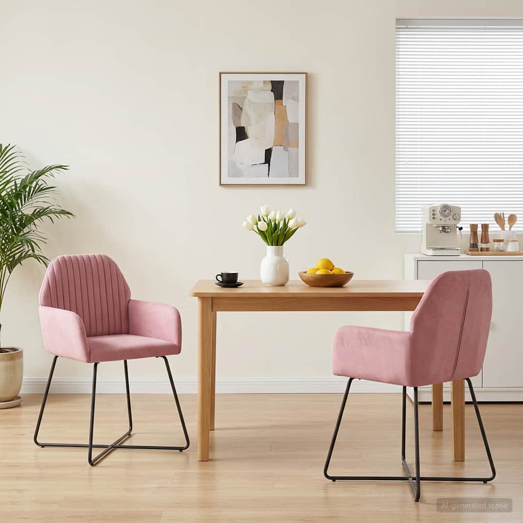 vidaXL Krzesła jadalne 2 pcs Welur różowy 55 x 50 x 84 cm