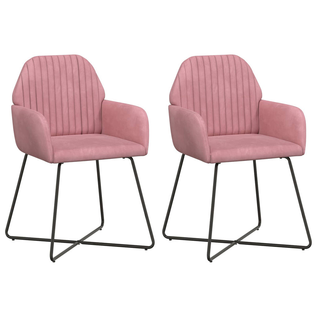 vidaXL Krzesła jadalne 2 pcs Welur różowy 55 x 50 x 84 cm