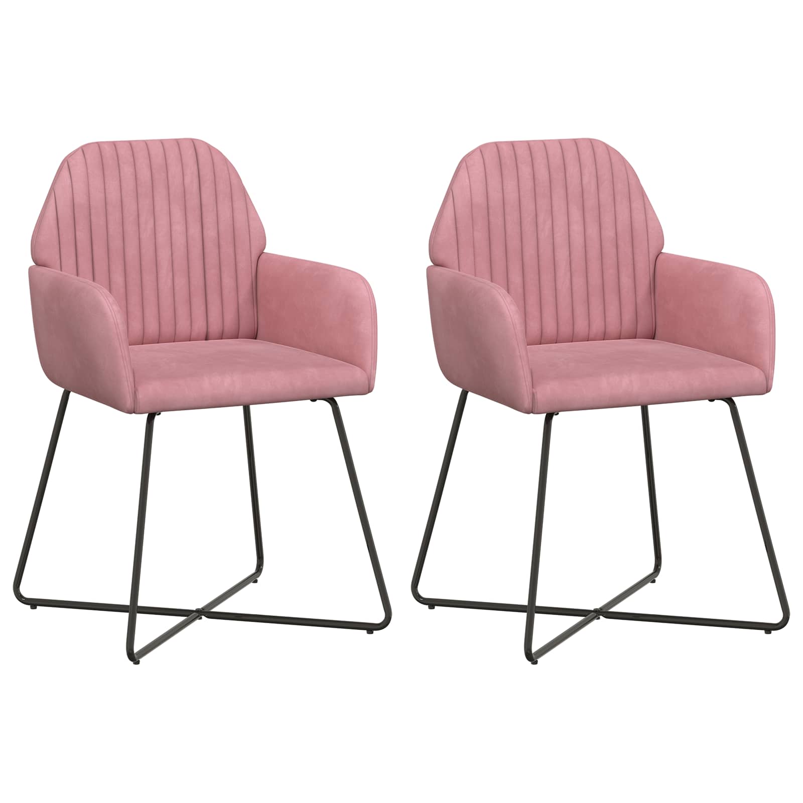 vidaXL Krzesła jadalne 2 pcs Welur różowy 55 x 50 x 84 cm