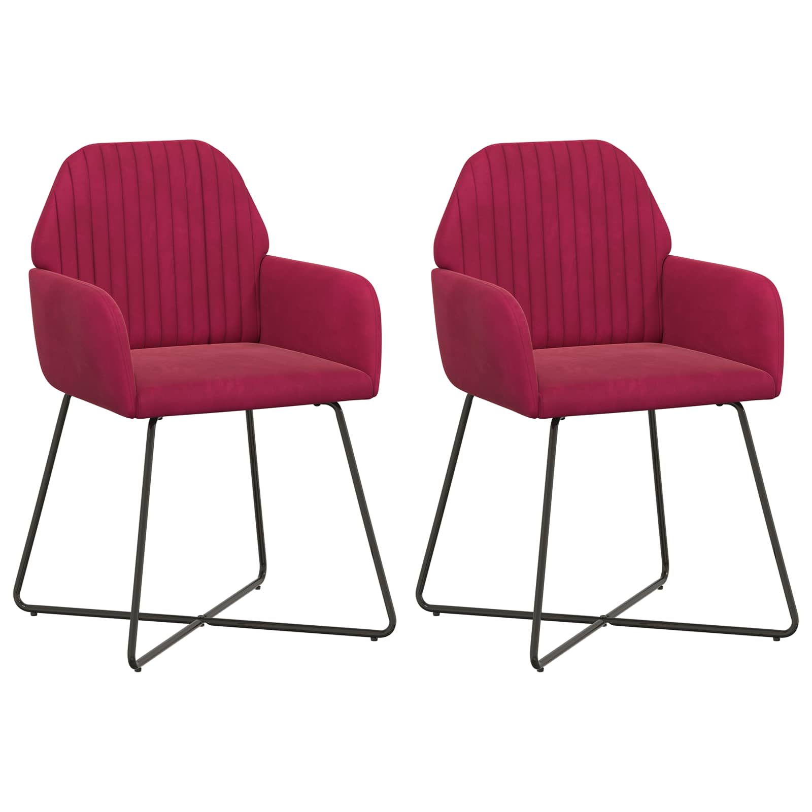 vidaXL Krzesła jadalne 2 pcs Welur Czerwone wino 55 x 50 x 84 cm