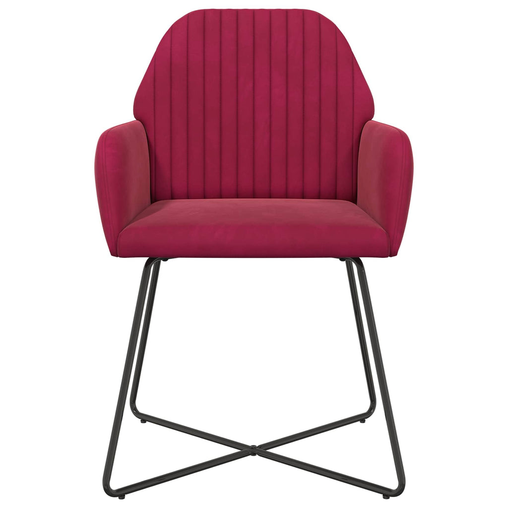 vidaXL Krzesła jadalne 2 pcs Welur Czerwone wino 55 x 50 x 84 cm