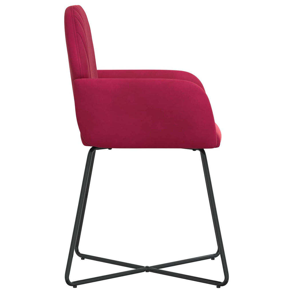 vidaXL Krzesła jadalne 2 pcs Welur Czerwone wino 55 x 50 x 84 cm