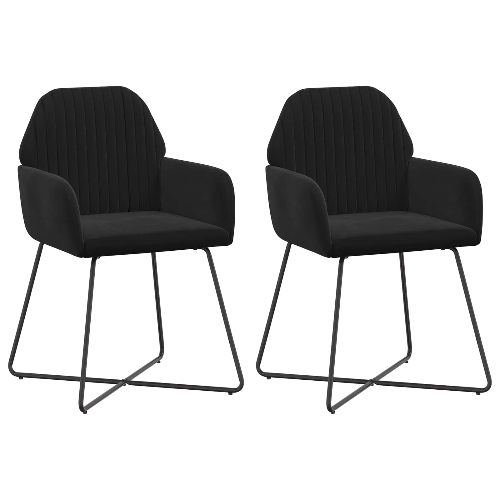 vidaXL Krzesła jadalne 2 pcs Welur Czarny 55 x 50 x 84 cm