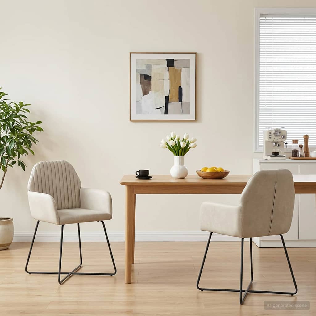 vidaXL Krzesła jadalne 2 pcs Welur kremowy 55 x 50 x 84 cm