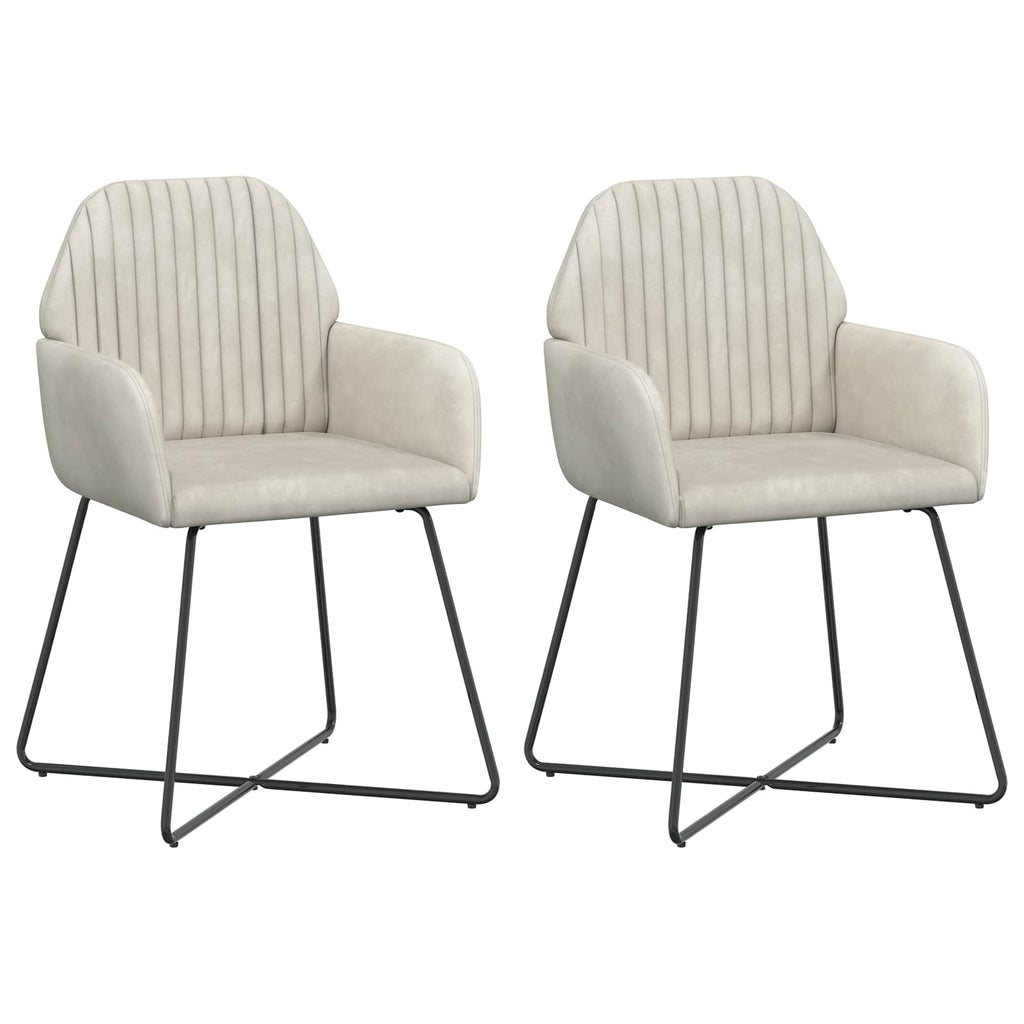 vidaXL Krzesła jadalne 2 pcs Welur kremowy 55 x 50 x 84 cm