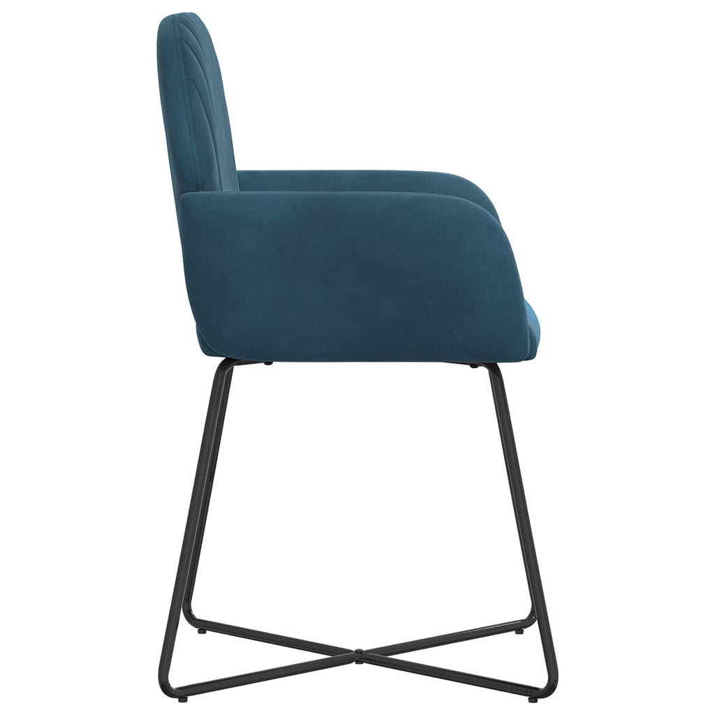 vidaXL Krzesła jadalne 2 pcs Welur niebieski 55 x 50 x 84 cm