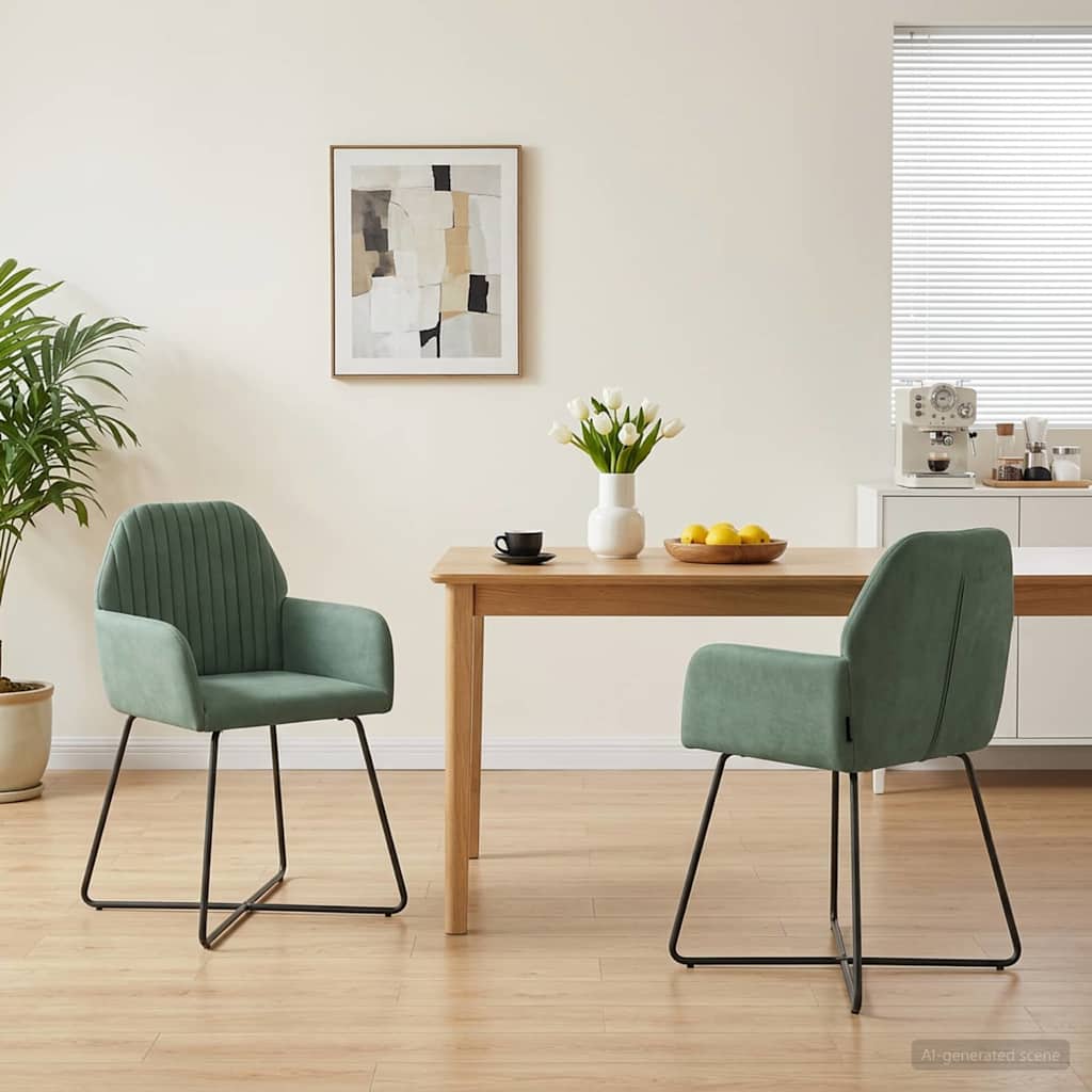 vidaXL Krzesła jadalne 2 pcs Welur Zielony morski 55 x 50 x 84 cm