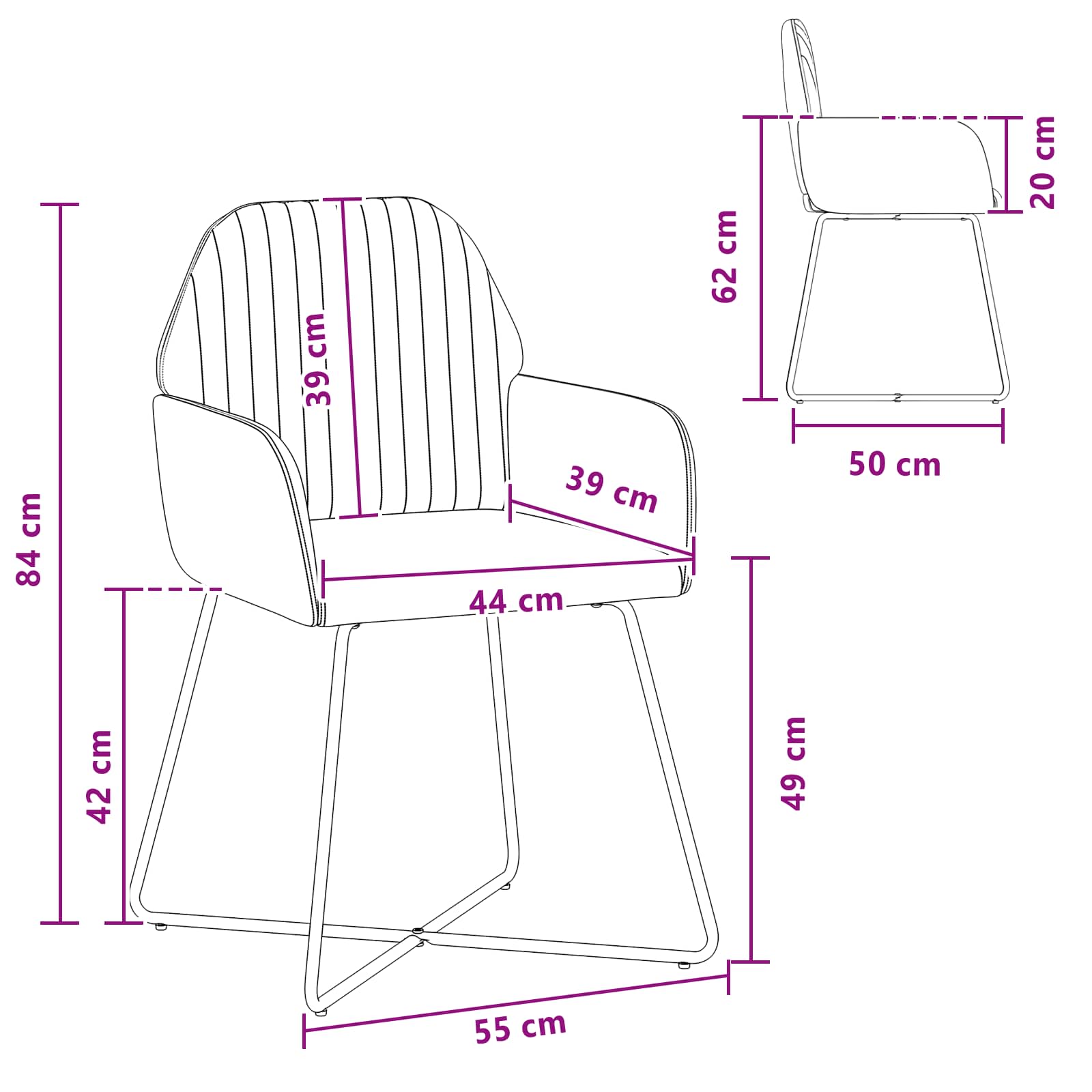 vidaXL Krzesła jadalne 2 pcs Welur Zielony morski 55 x 50 x 84 cm
