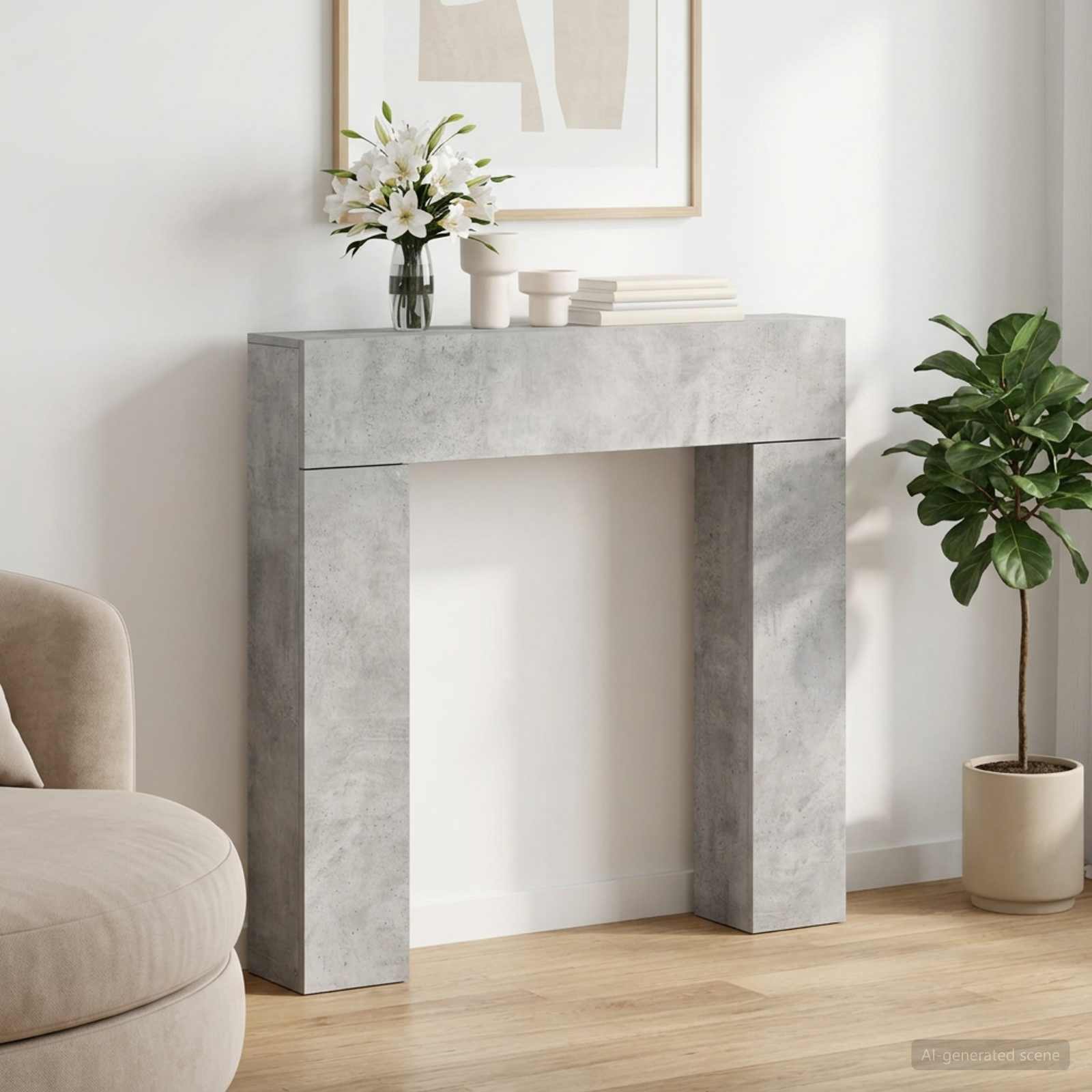 vidaXL Obudowa kominka Betonowy szary 102 x 18 x 100,5 cm