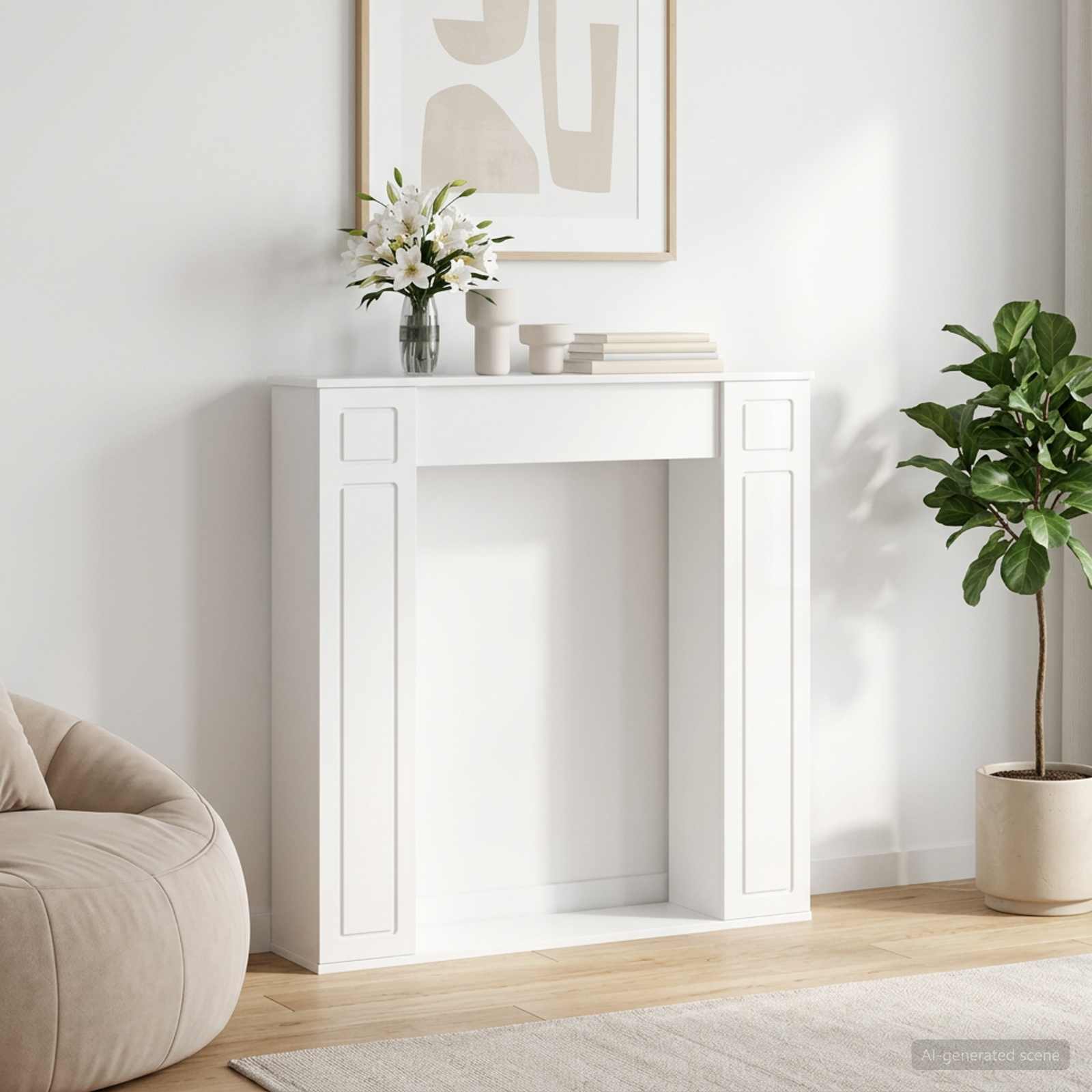 vidaXL Obudowa kominka Błyszcząca biel 100 x 20 x 100 cm