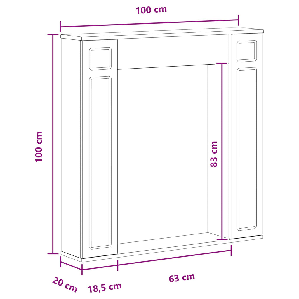 vidaXL Obudowa kominka Błyszcząca biel 100 x 20 x 100 cm