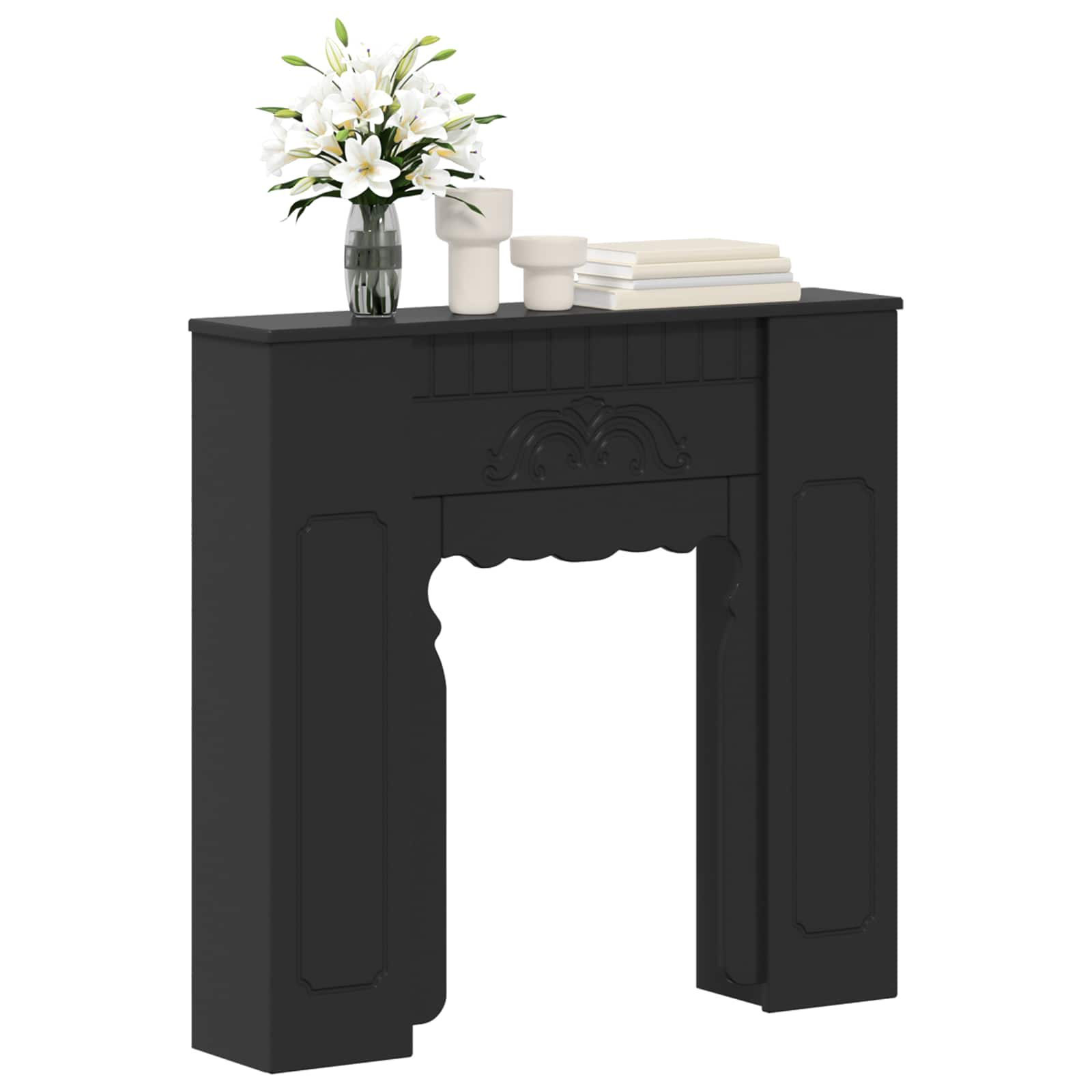 vidaXL Obudowa kominka Czarny 93 x 20 x 89 cm Drewno inżynieryjne