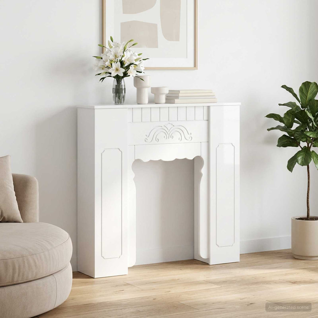 vidaXL Obudowa kominka Biały wysoki połysk 93 x 20 x 89 cm