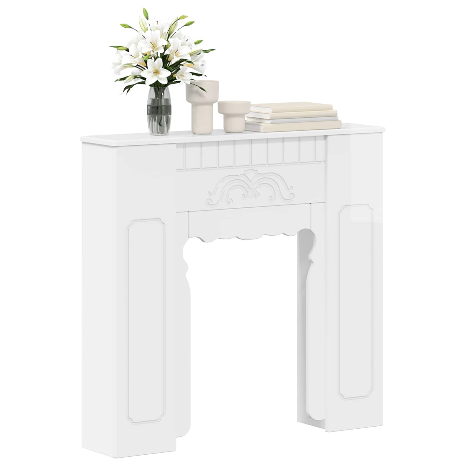 vidaXL Obudowa kominka Biały wysoki połysk 93 x 20 x 89 cm