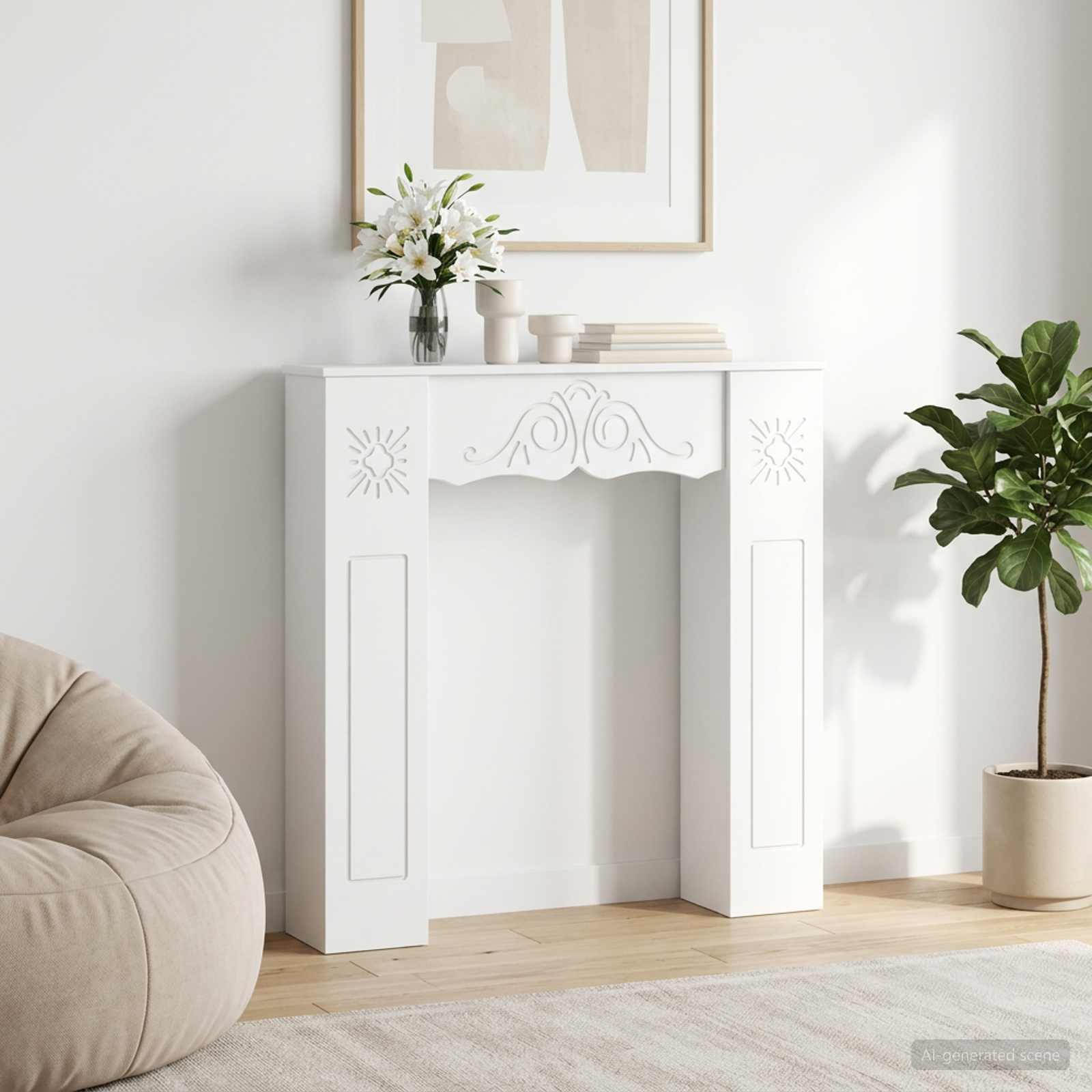 vidaXL Obudowa kominka Biały 102 x 20 x 102 cm Drewno inżynieryjne