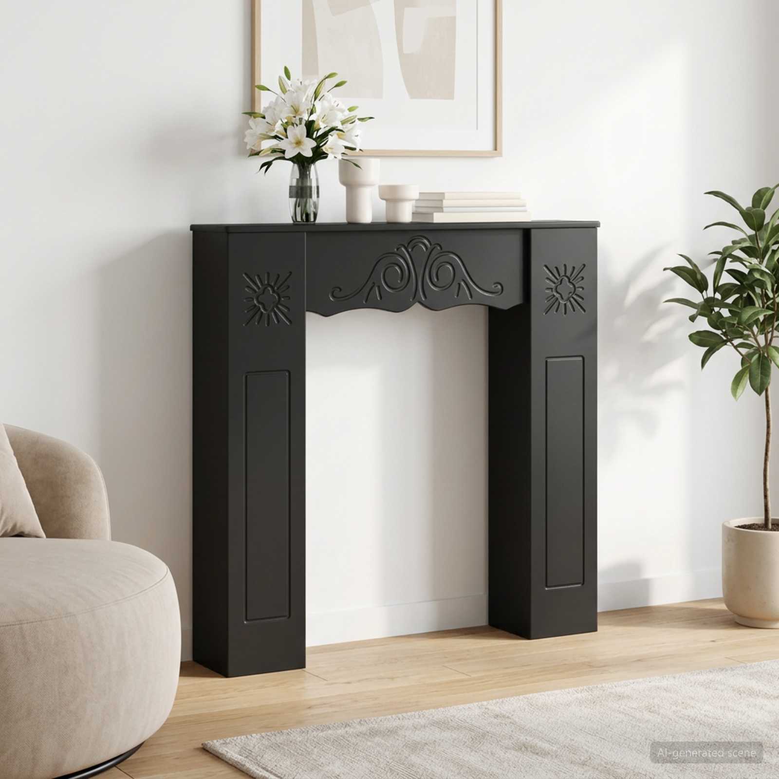 vidaXL Obudowa kominka Czarny 102 x 20 x 102 cm Drewno inżynieryjne