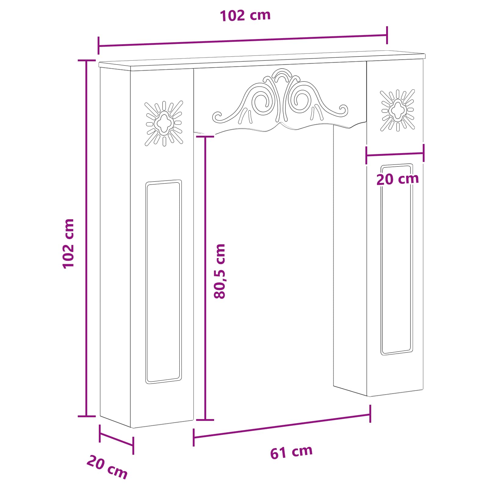 vidaXL Obudowa kominka Sonoma 102 x 20 x 102 cm Drewno inżynieryjne
