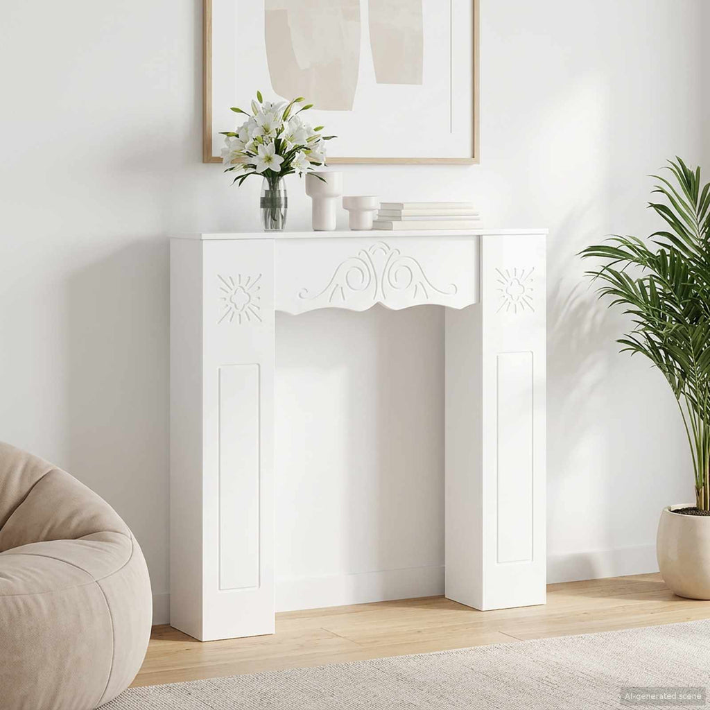 vidaXL Obudowa kominka Błyszcząca biel 102 x 20 x 102 cm