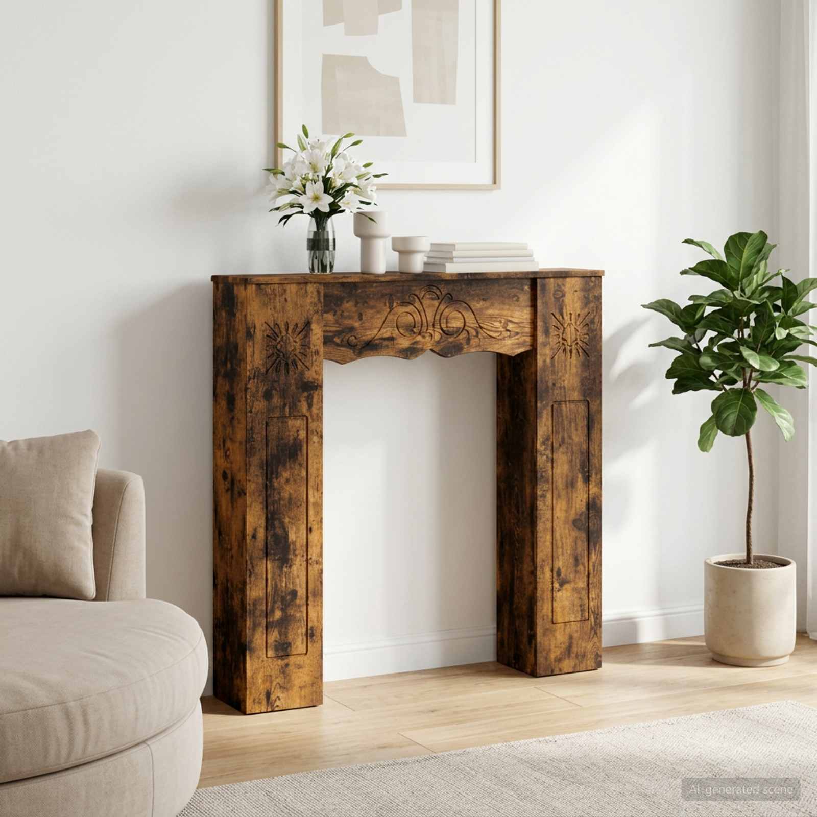 vidaXL Obudowa kominka Dąb wędzony 102 x 20 x 102 cm