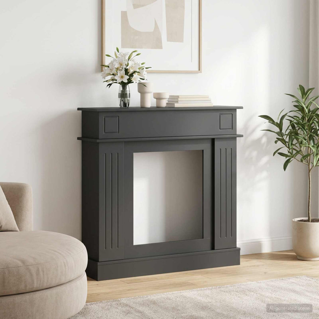 vidaXL Obudowa kominka Czarny 102 x 26 x 100 cm Drewno inżynieryjne