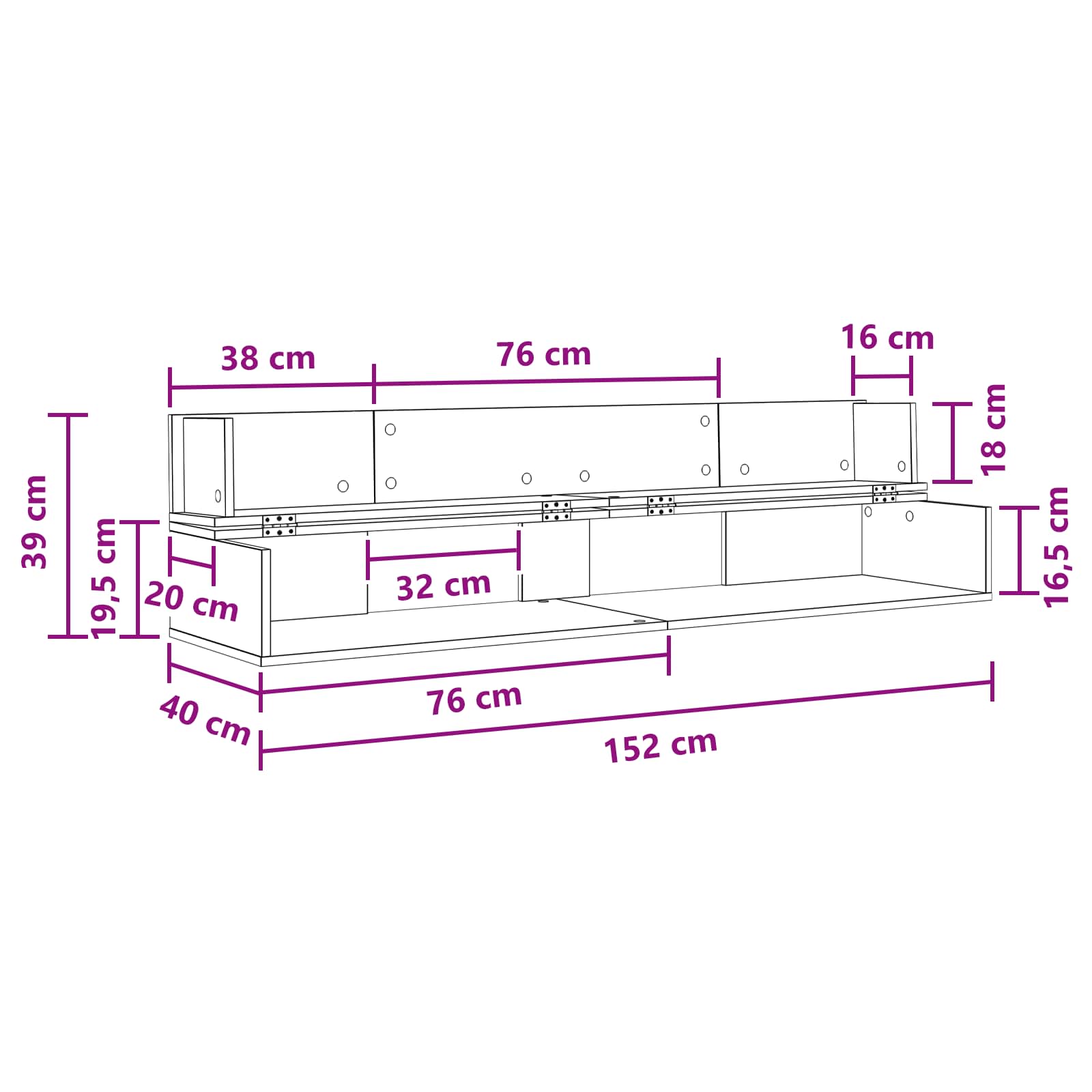 vidaXL Biurko studyjne Dąb wędzony 152 x 40 x 19,5 cm
