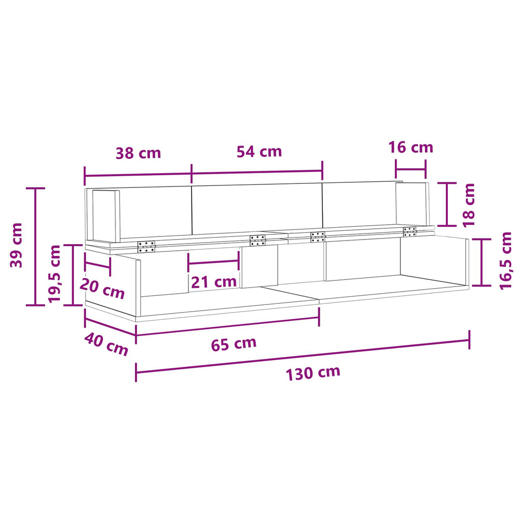 vidaXL Biurko studyjne Sonoma 130 x 40 x 19,5 cm Drewno inżynieryjne