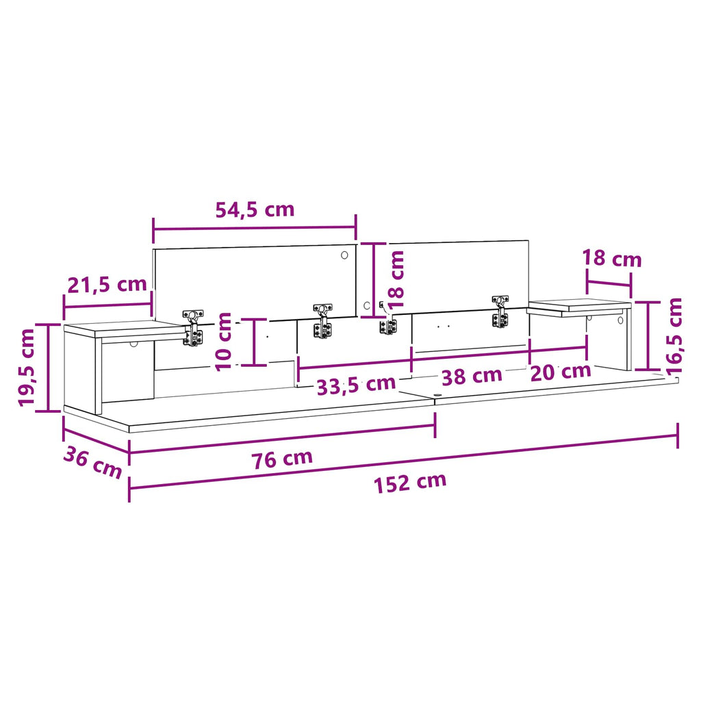 vidaXL Biurko studyjne Betonowy szary 152 x 36 x 19,5 cm