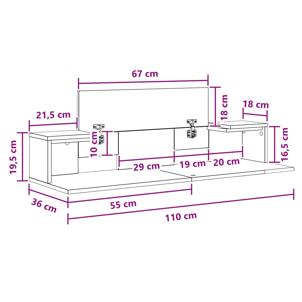 vidaXL Biurko studyjne Sonoma 110 x 36 x 19,5 cm Drewno inżynieryjne