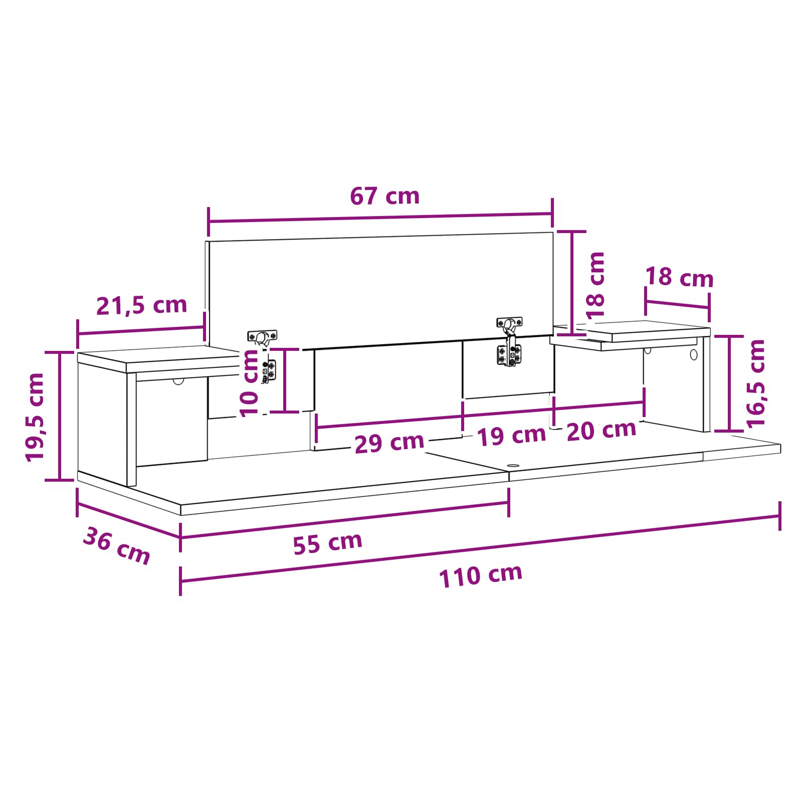 vidaXL Biurko studyjne Stare drewno 110 x 36 x 19,5 cm