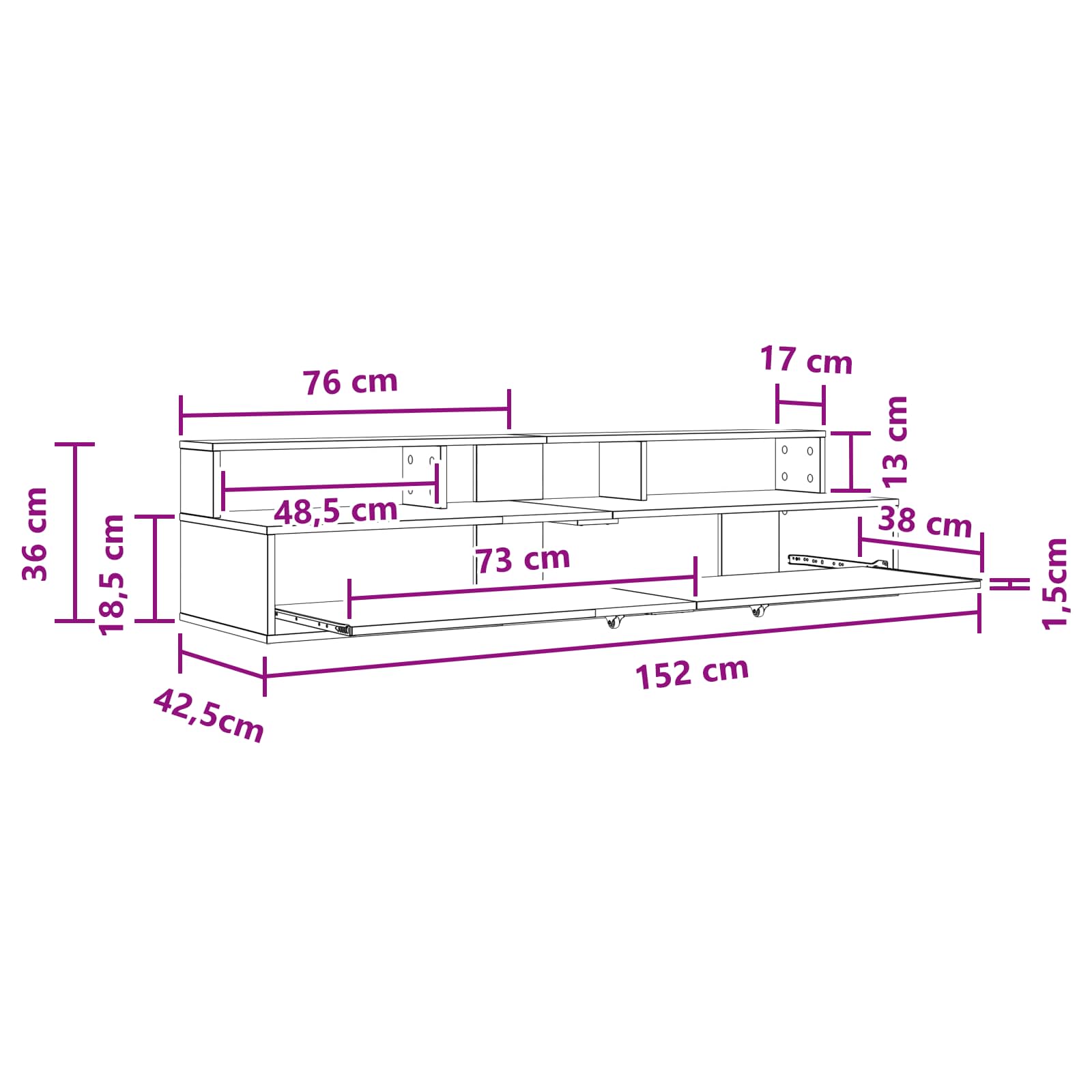vidaXL Biurko studyjne Stare drewno 152 x 42,5 x 36 cm