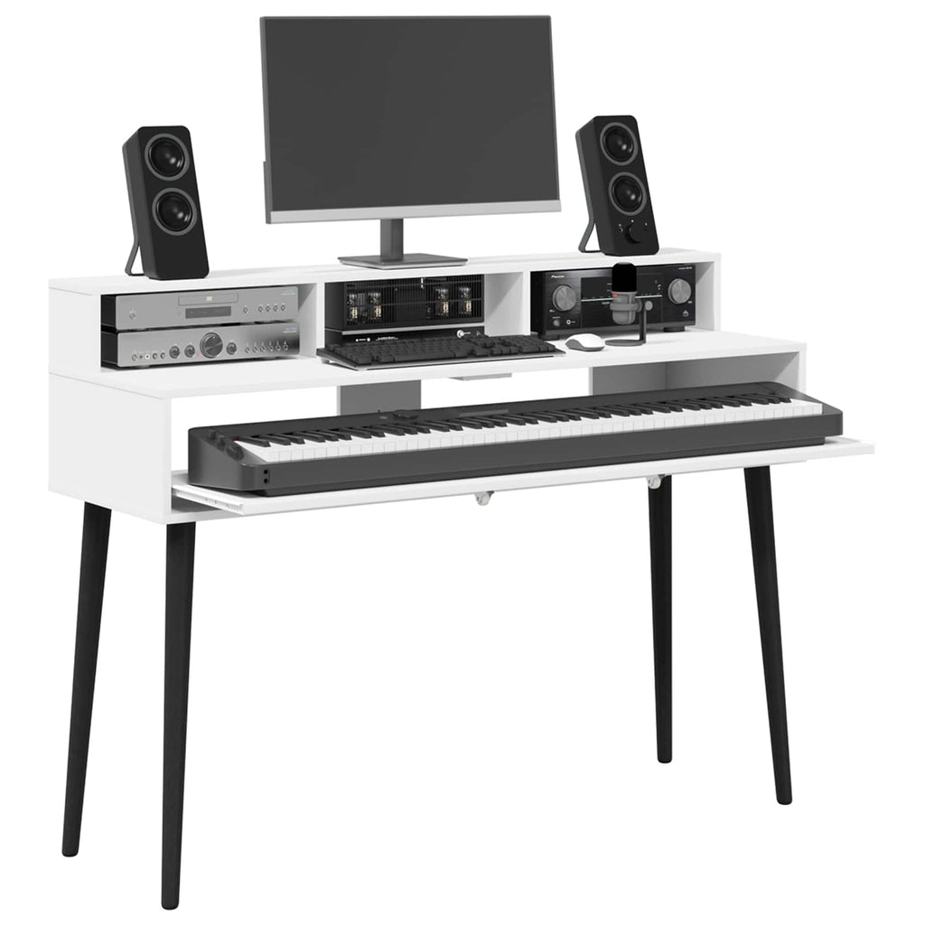 vidaXL Biurko studyjne Biały 130 x 42,5 x 36 cm Drewno inżynieryjne