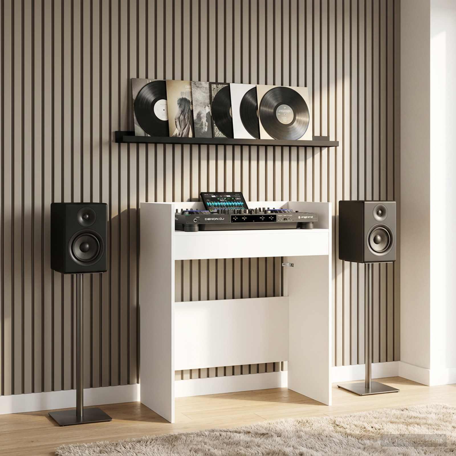 vidaXL Stół DJ-ski Biały 102 x 45 x 102 cm Drewno inżynieryjne