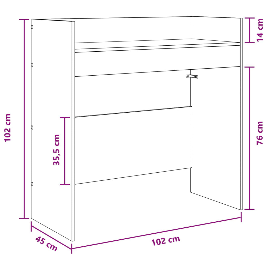 vidaXL Stół DJ-ski Szary Sonoma 102 x 45 x 102 cm Drewno inżynieryjne