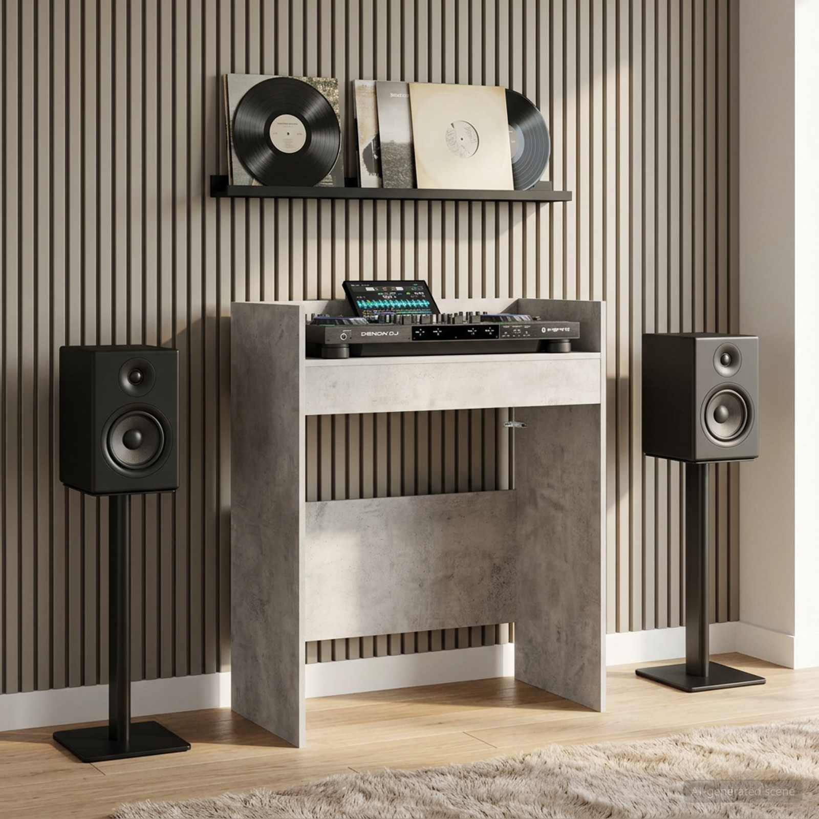 vidaXL Stół DJ-ski Betonowy szary 62 x 45 x 102 cm Drewno inżynieryjne