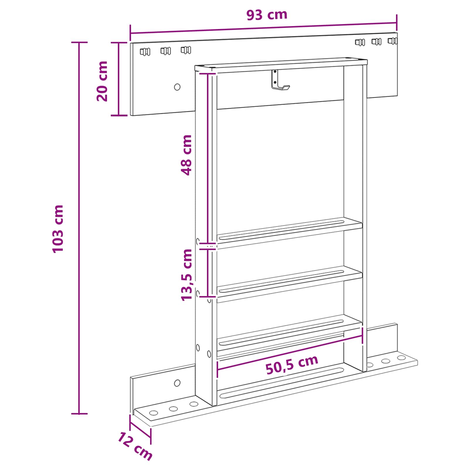 vidaXL Stojak na kij bilardowy Drewno inżynieryjne 93 x 12 x 103 cm