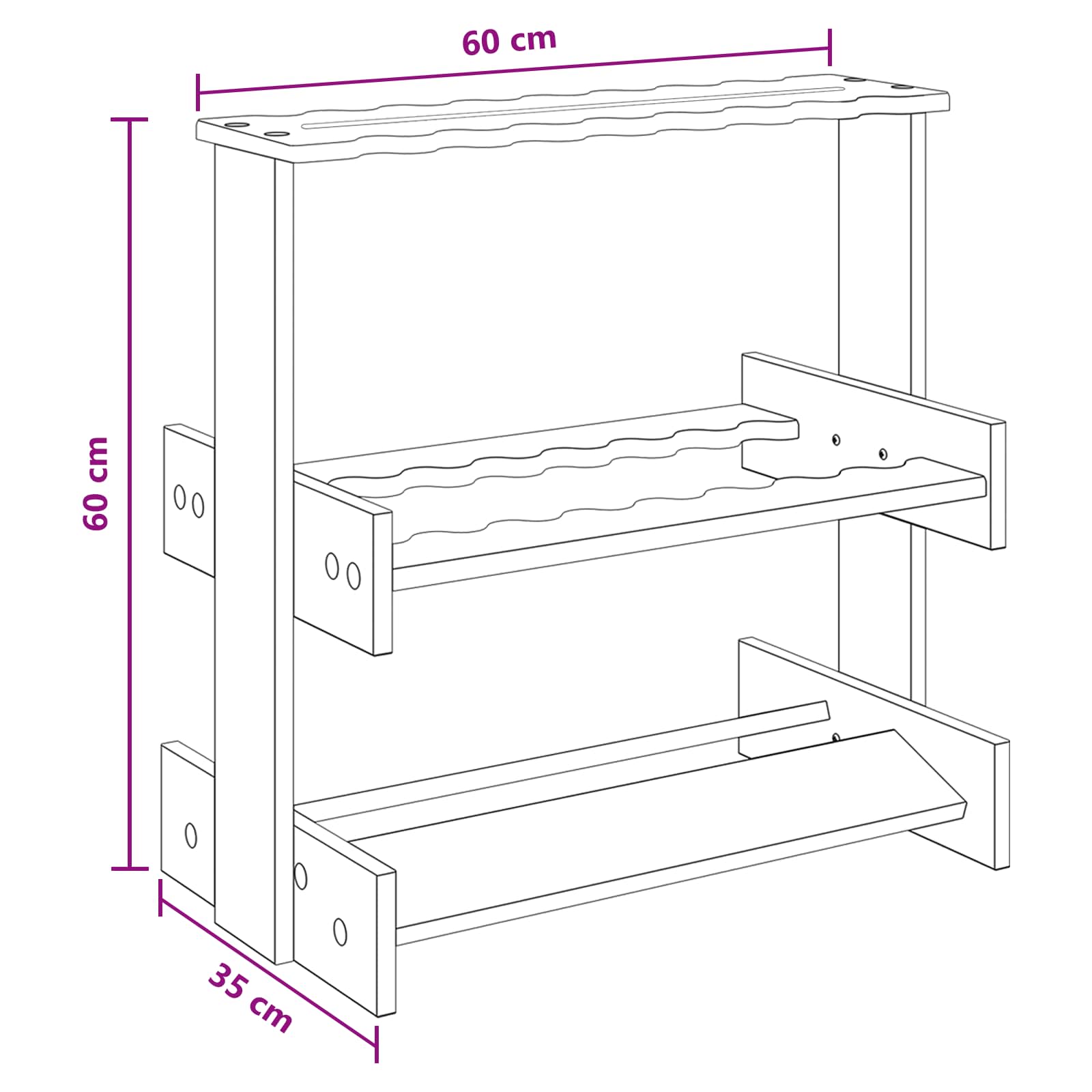 vidaXL Stojak na kij bilardowy Drewno inżynieryjne 60 x 35 x 60 cm