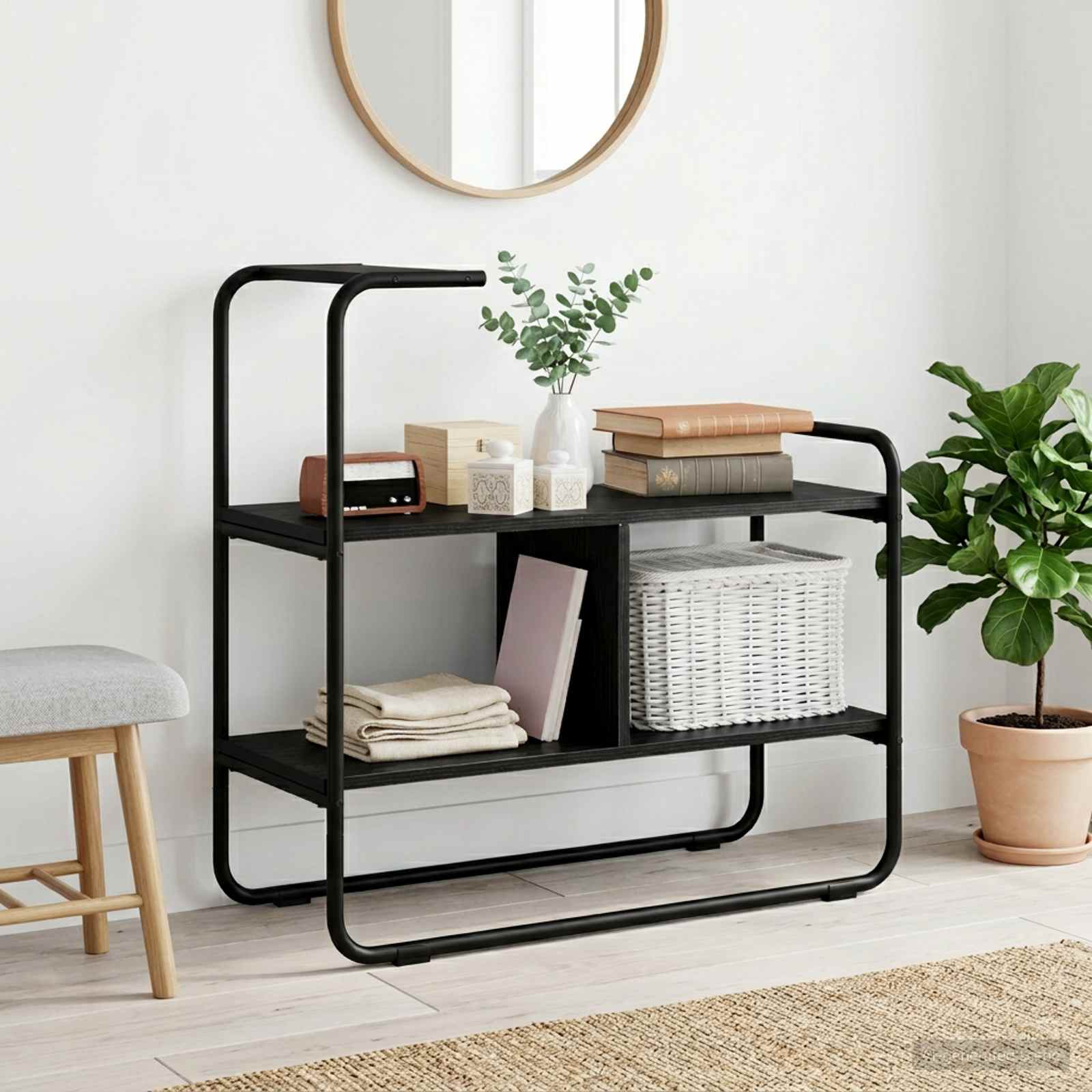 vidaXL Konsola Czarny dąb 80 x 35 x 75 cm Drewno inżynieryjne